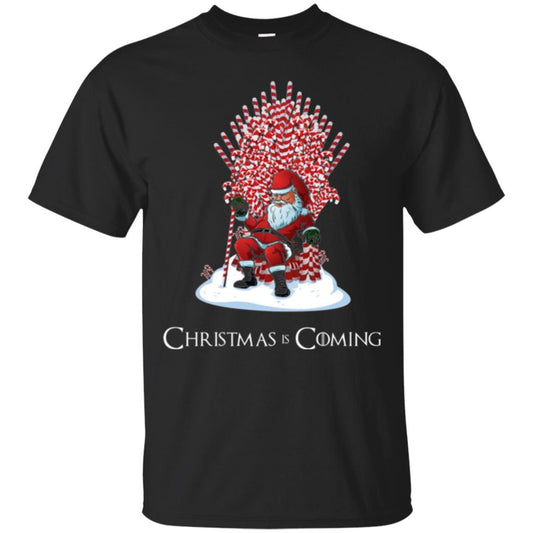 Christmas T-shirt Santa Candy Cane Throne Black