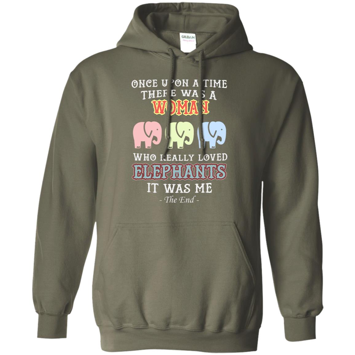 There Was A Woman Who Really Loved Elephants It Was Me Shirt Military Green