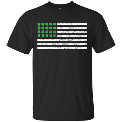 Usa Flag With Irish Shamrock St Patricks Day T-shirt Black