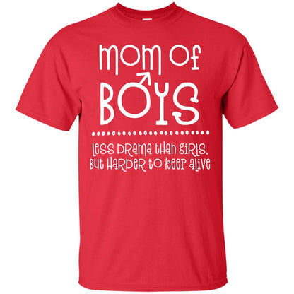 Mom Of Boys Shirt Less Drama Than Girls Red