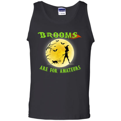 Brooms Are For Amateurs Witches Walk With Cat Funny Halloween Shirt Black
