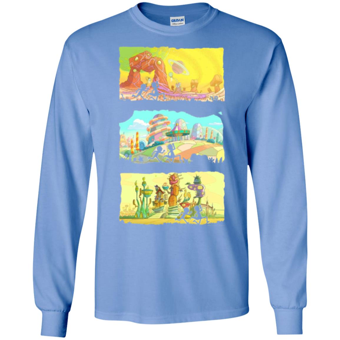 Movie T-shirt Running Silhouettes On Alien Land Carolina Blue