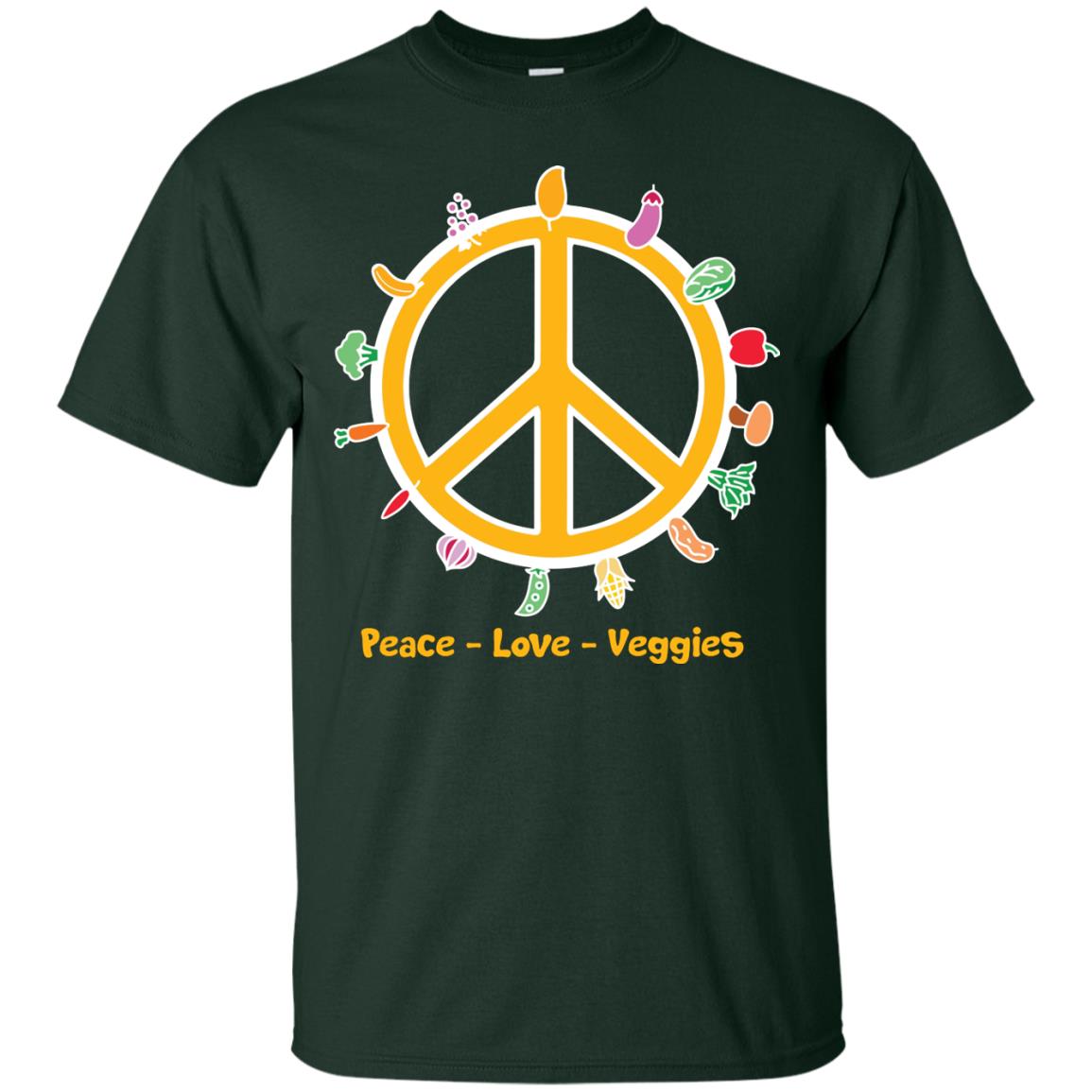 Vegetarian T-shirt Peace Love Veggies Forest