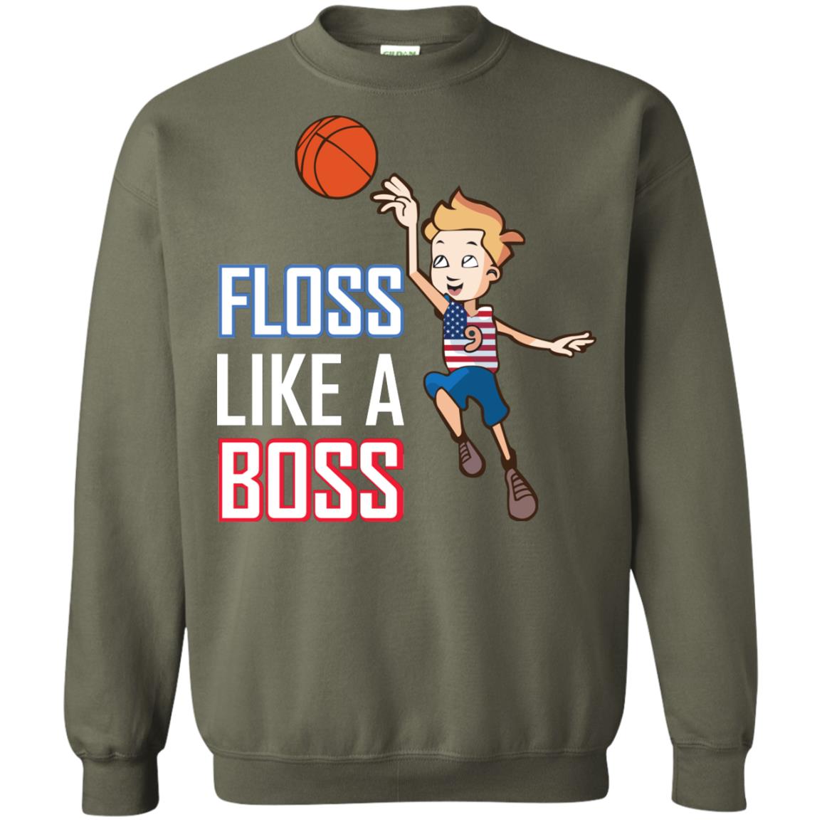 Floss Like A Boss Shirt For Basketball Players Military Green