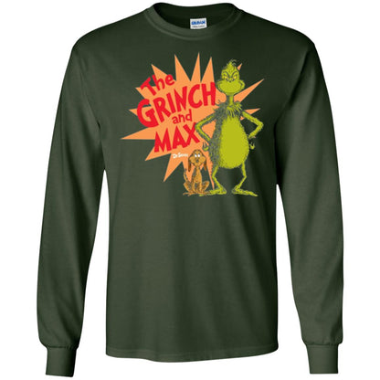 Cartoon T-shirt Dr. Seuss Grinch And Max Burst Forest Green
