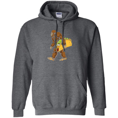 Camping T-shirt Bigfoot Sasquatch Carrying Taco Dark Heather