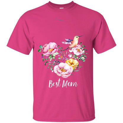 Best Mom Hummingbird Flower Heart Mommy Shirt Heliconia