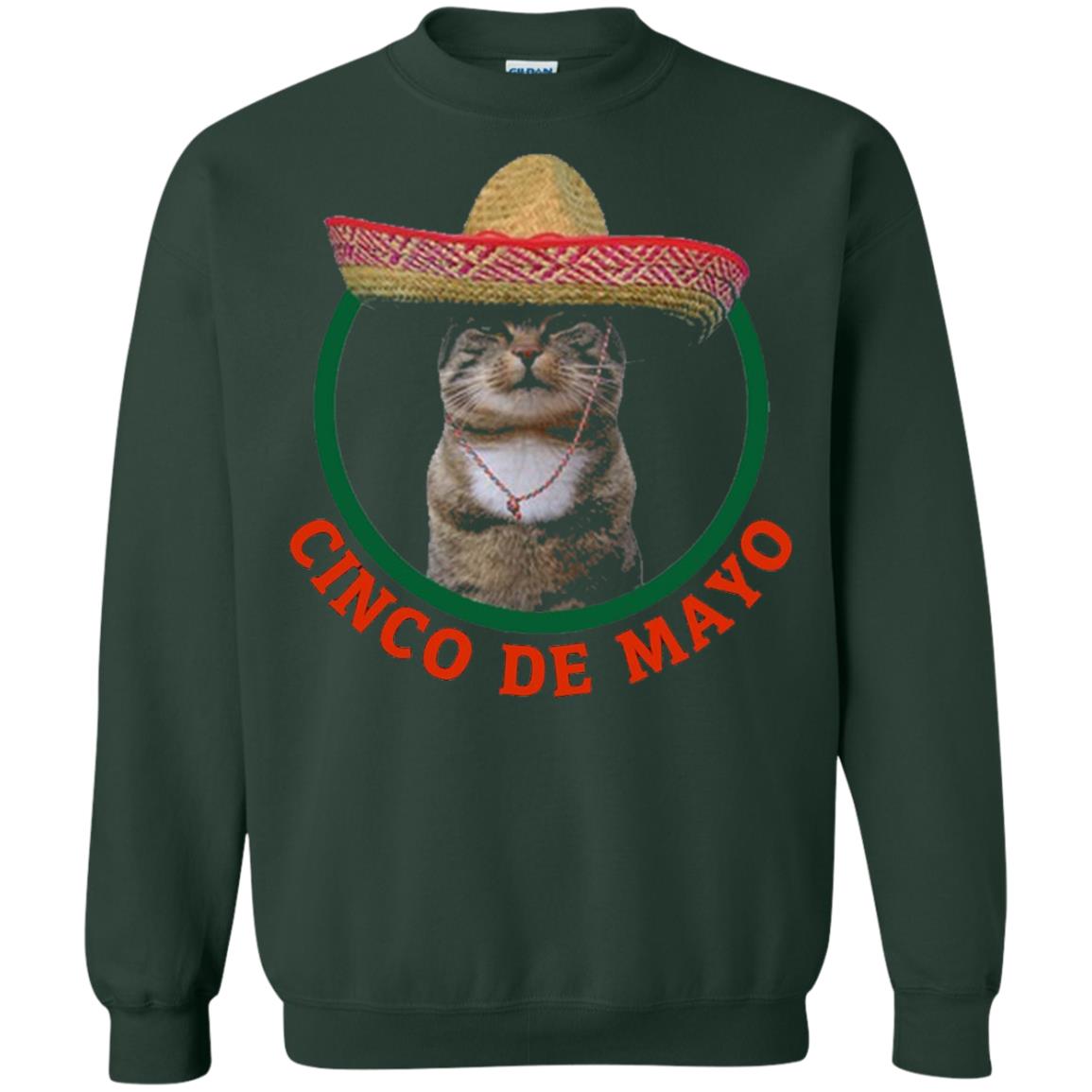 Cinco De Mayo Kitty Cat Funny Cute Meow Sombrero T-shirt Forest Green