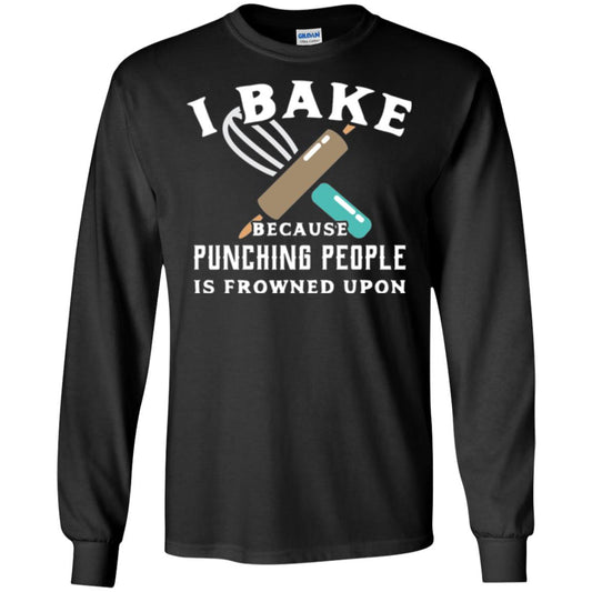 Baking T-shirt I Bake Because Punching People Frowned Upon Black