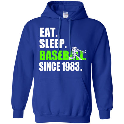 Eat Sleep Baseball Since 1983 35th Birthday Shirt Royal