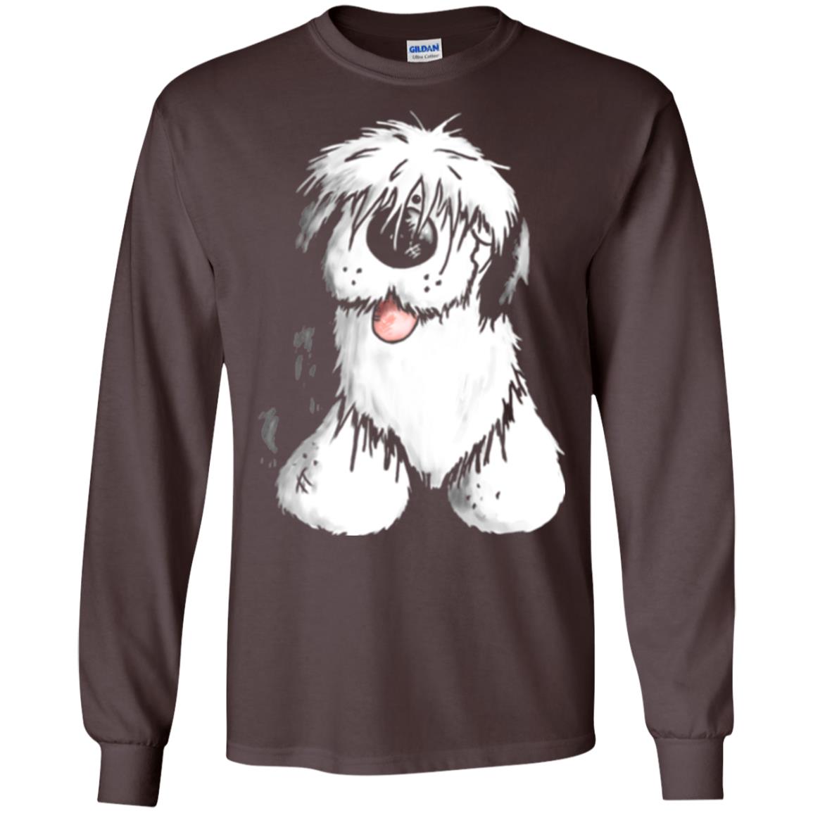 Dog Lover T-shirt Happy Old English Sheepdog Dark Chocolate