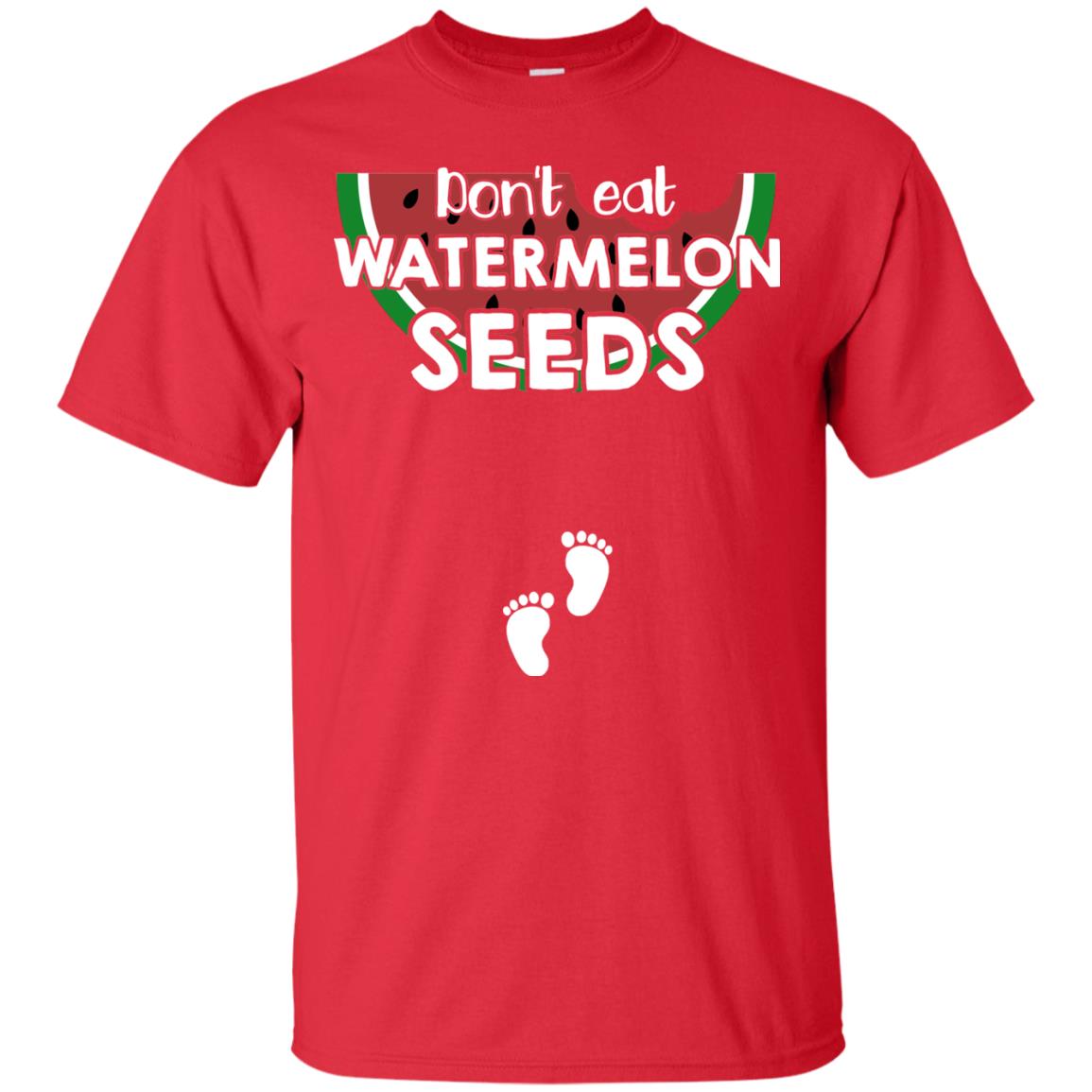 Don_t Eat Watermelon Seeds Pregnancy Announcement Shirt Red