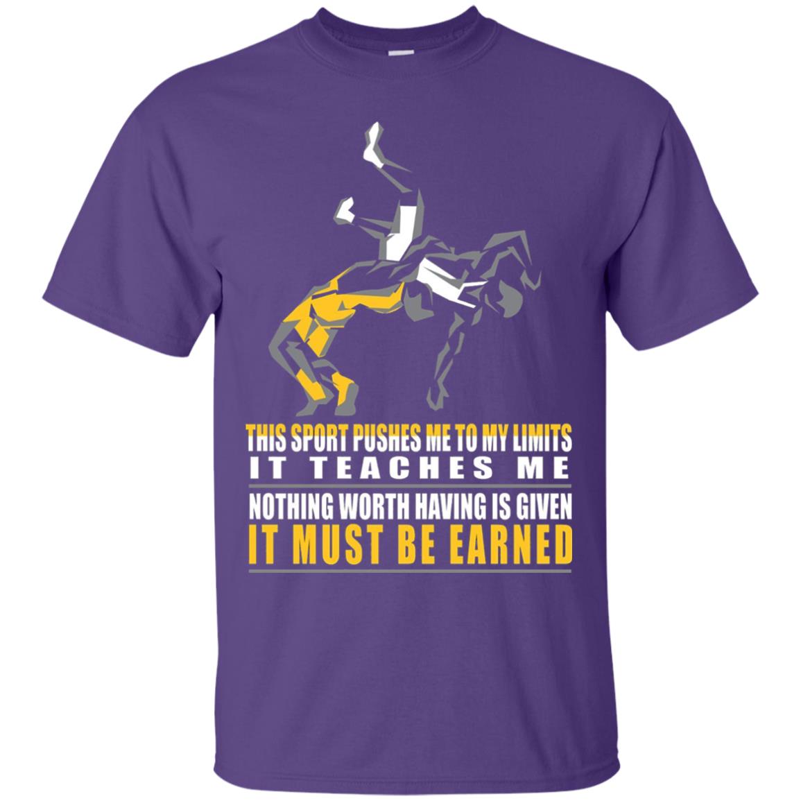 It Must Be Earned Wrestling T-shirt Purple