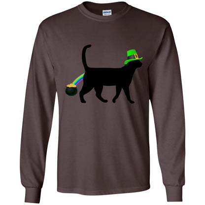 Cat Leprechaun Funny Cat Saint Patrick_s Day T-shirt Dark Chocolate
