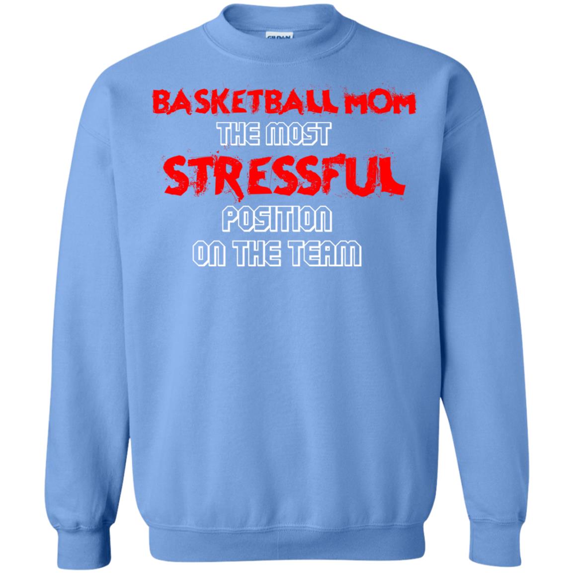 Basketball Mom T-shirt The Most Stressful Position On The Team Carolina Blue