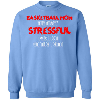 Basketball Mom T-shirt The Most Stressful Position On The Team Carolina Blue