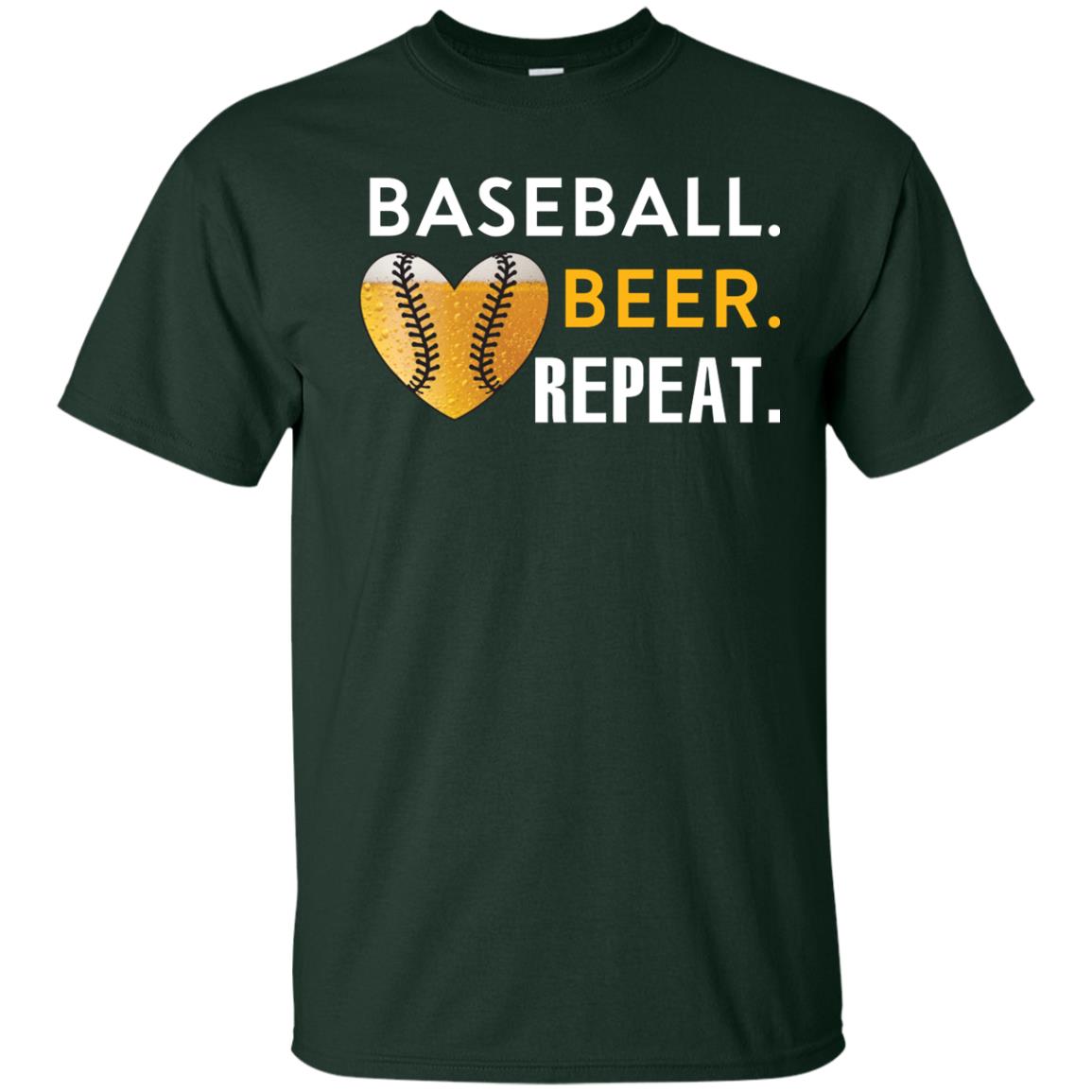 Baseball Lover T-shirt Beer Repeat Forest Green