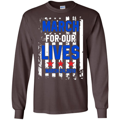 March For Our Lives With American Flag Gun Control T-shirt Dark Chocolate