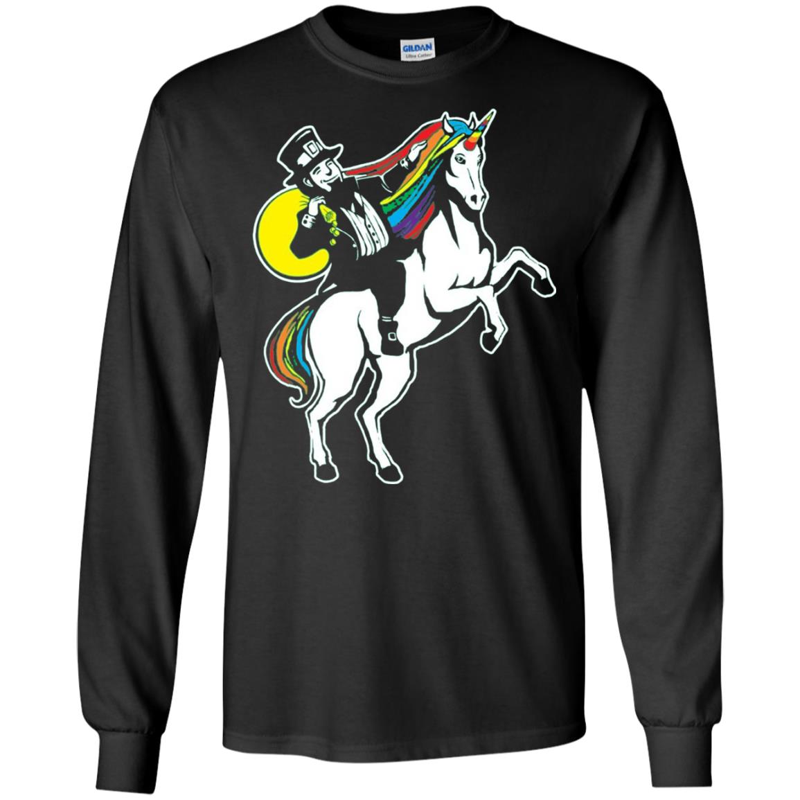 St Patrick Day Lepricorn Leprechaun Riding Unicorn T-shirt Black