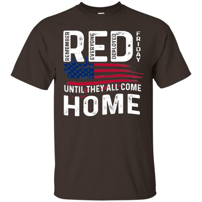 Nation Wear Red Day T-shirt Red Friday Until They All Come Home Dark Chocolate