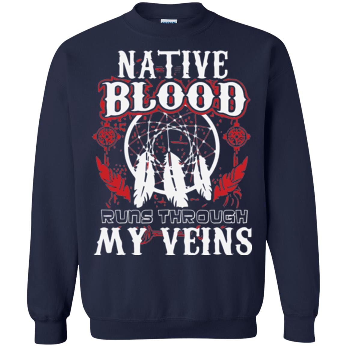 American T-shirt Native Blood Runs Through My Veins Navy