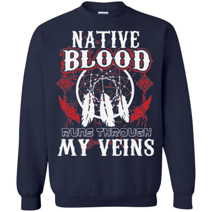 American T-shirt Native Blood Runs Through My Veins Navy