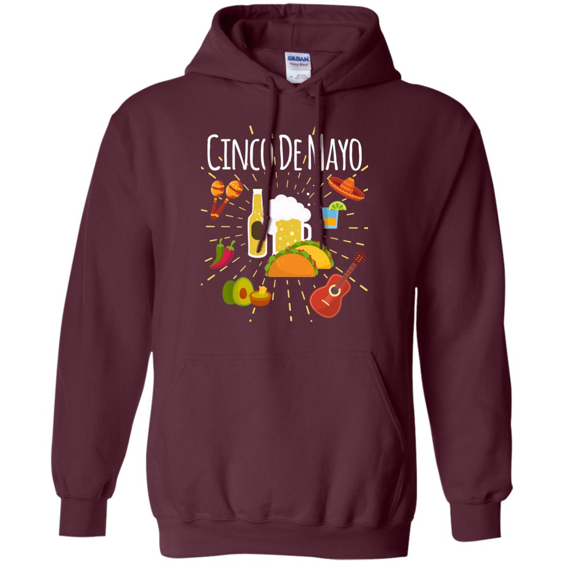 Cinco De Mayo Beer Tacos Guitar Mexico Shirt Maroon