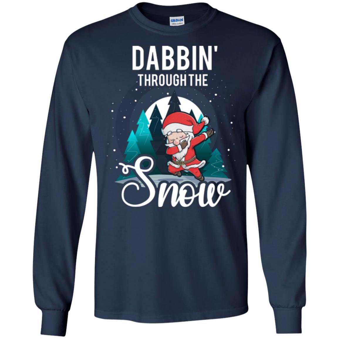 Christmas T-shirt Santa Claus Dabbing Through The Snow Navy