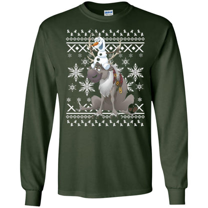Film T-shirt Frozen Olaf Sven Riding Antler Forest Green