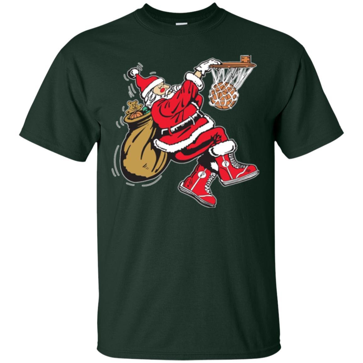 Christmas T-shirt Basketball Santa Claus Forest Green