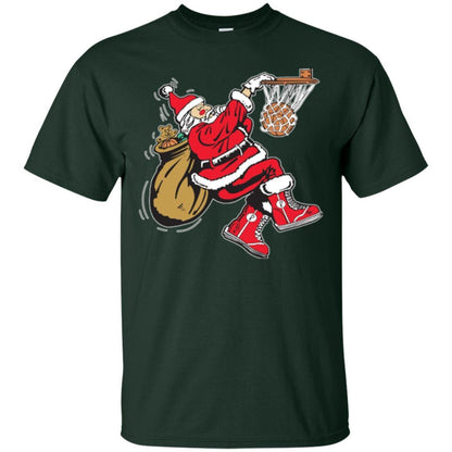 Christmas T-shirt Basketball Santa Claus Forest Green