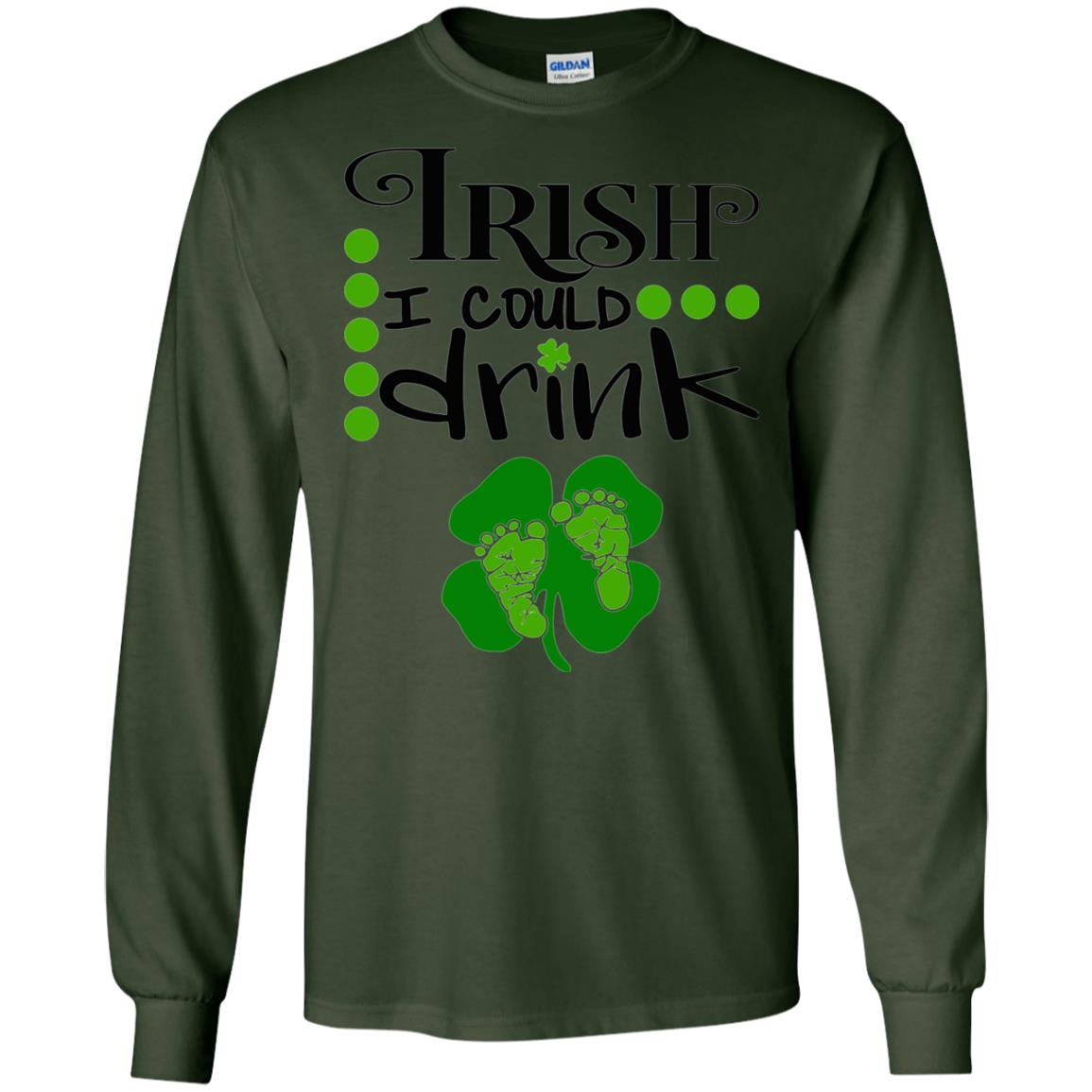 Baby Irish I Could Drink Pregnancy St Patrick_s Day T-shirt Forest Green