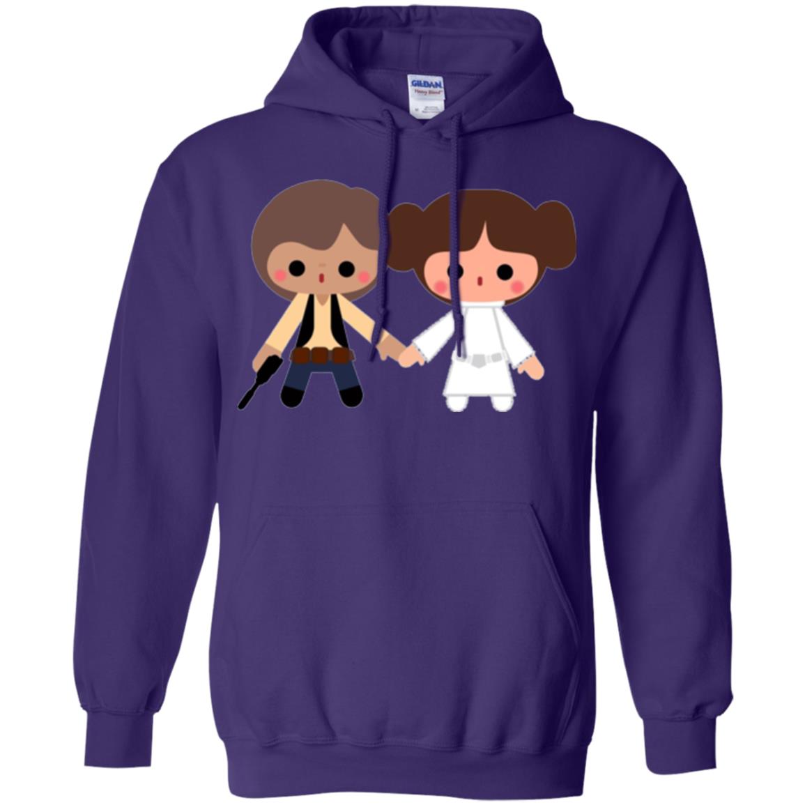 Cartoon T-shirt Han Solo Princess Leia Purple