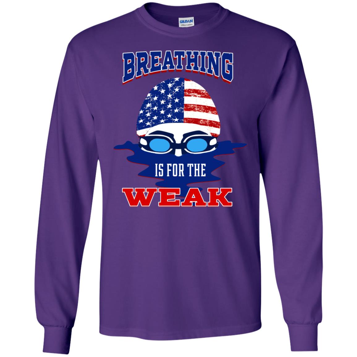 Breathing Is For The Weak Swimmer Gift Shirt Purple