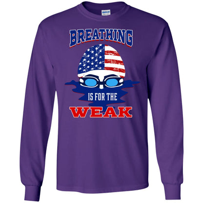 Breathing Is For The Weak Swimmer Gift Shirt Purple