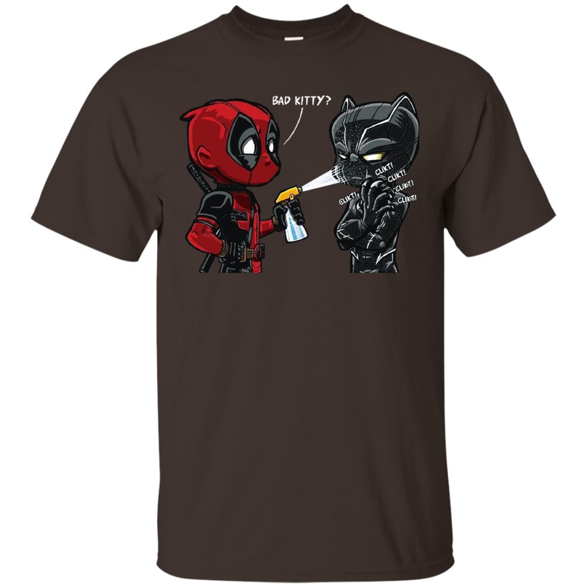 Deadpool Black Panther Bad Kitty Film Lover T-shirt Dark Chocolate