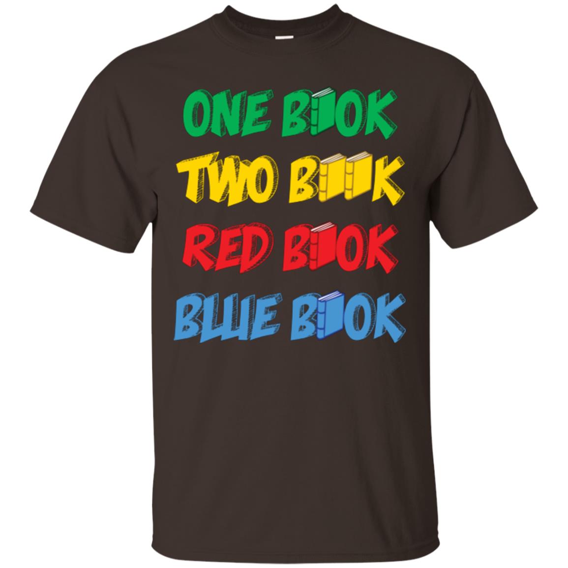 One Book Two Book Red Book Blue Book Bookworm T-shirt Dark Chocolate