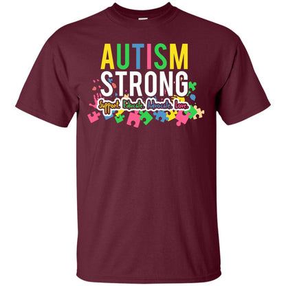 Autism Strong Support Educate Advocate Love Autism Awearness T-shirt Maroon