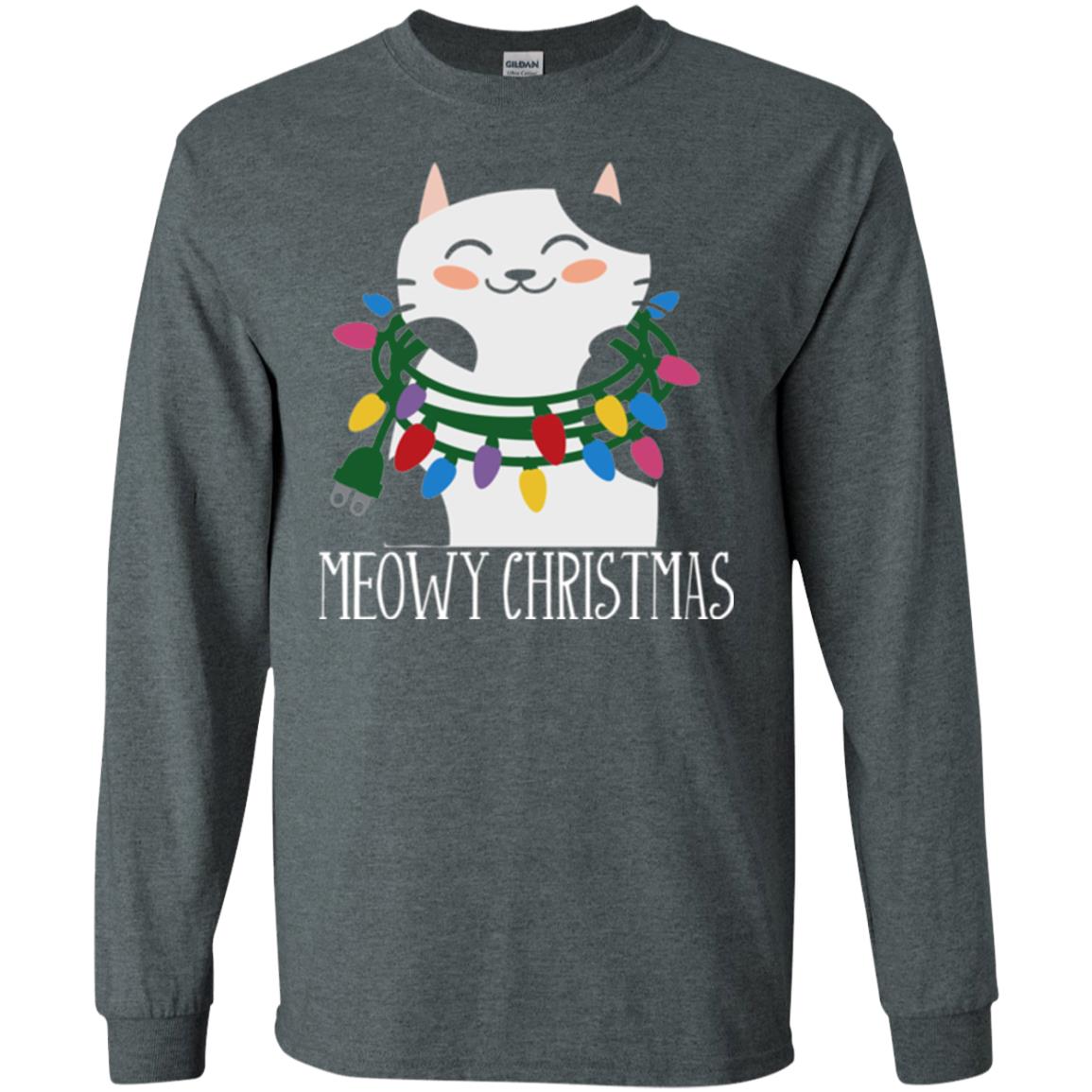 Meowy Christmas Holiday T-shirt Dark Heather