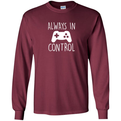 Gamer T-shirt Always In Control Video Game Maroon