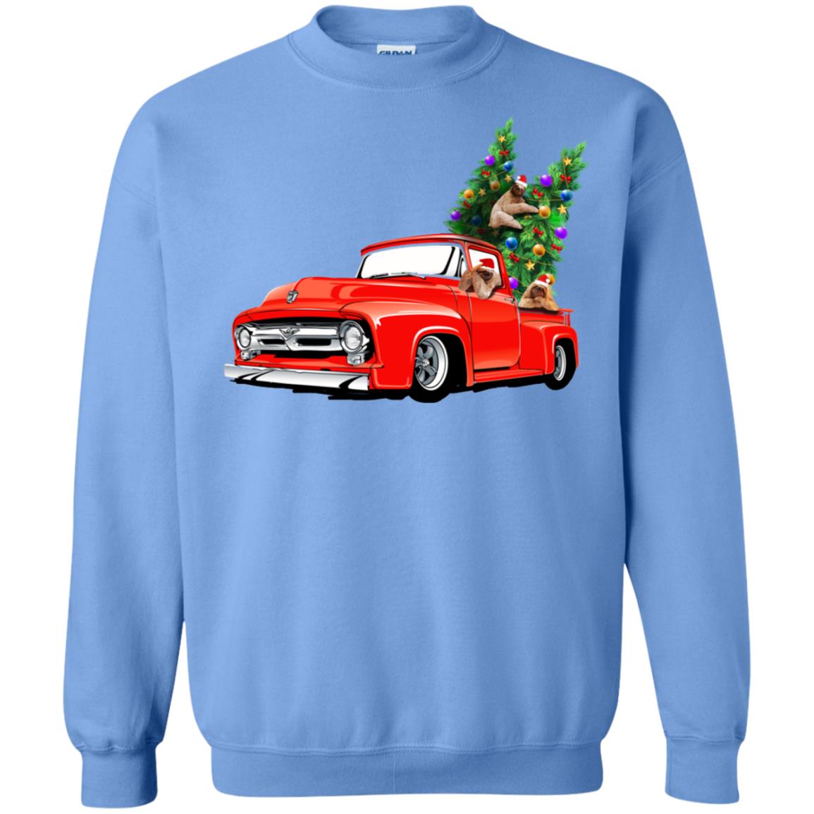 Christmas Tree And Sloths On Car X-mas Gift Shirt Carolina Blue