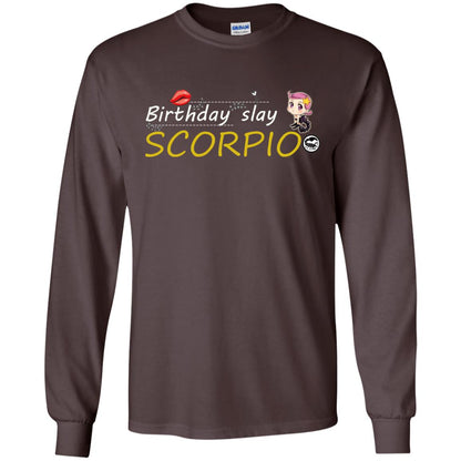Cute Scorpio Girl Birthday Lip Slay T-shirt Dark Chocolate