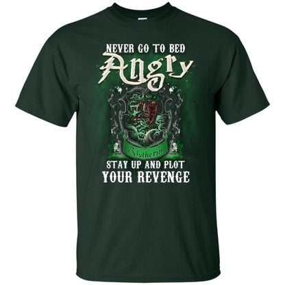 Never Go To Bed Angry Stay Up And Plot Your Revenge Slytherin House Harry Potter Shirt Forest