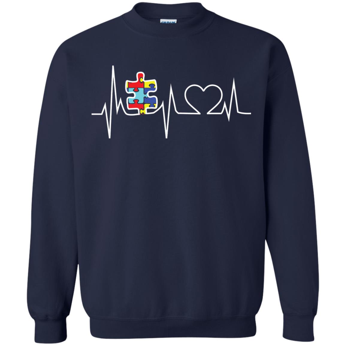 Autism Puzzle Heartbeat Autism Awareness Shirt Navy