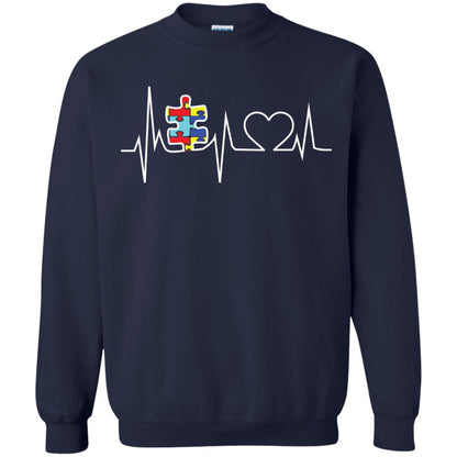 Autism Puzzle Heartbeat Autism Awareness Shirt Navy