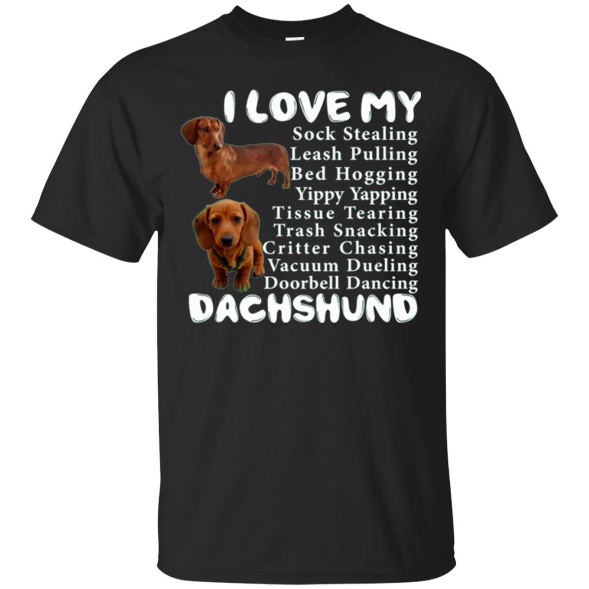 Dachshund T-shirt Sock Stealing Bed Hogging Black
