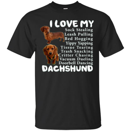 Dachshund T-shirt Sock Stealing Bed Hogging Black