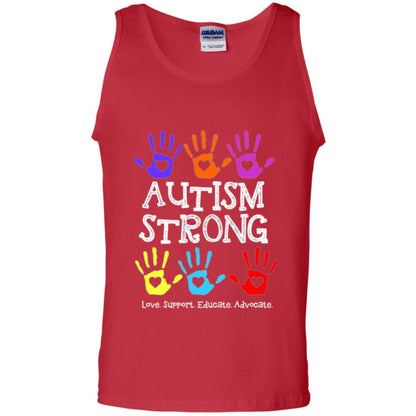 Autism Awareness T-shirt Autism Strong Love Support Educate Advocate Red