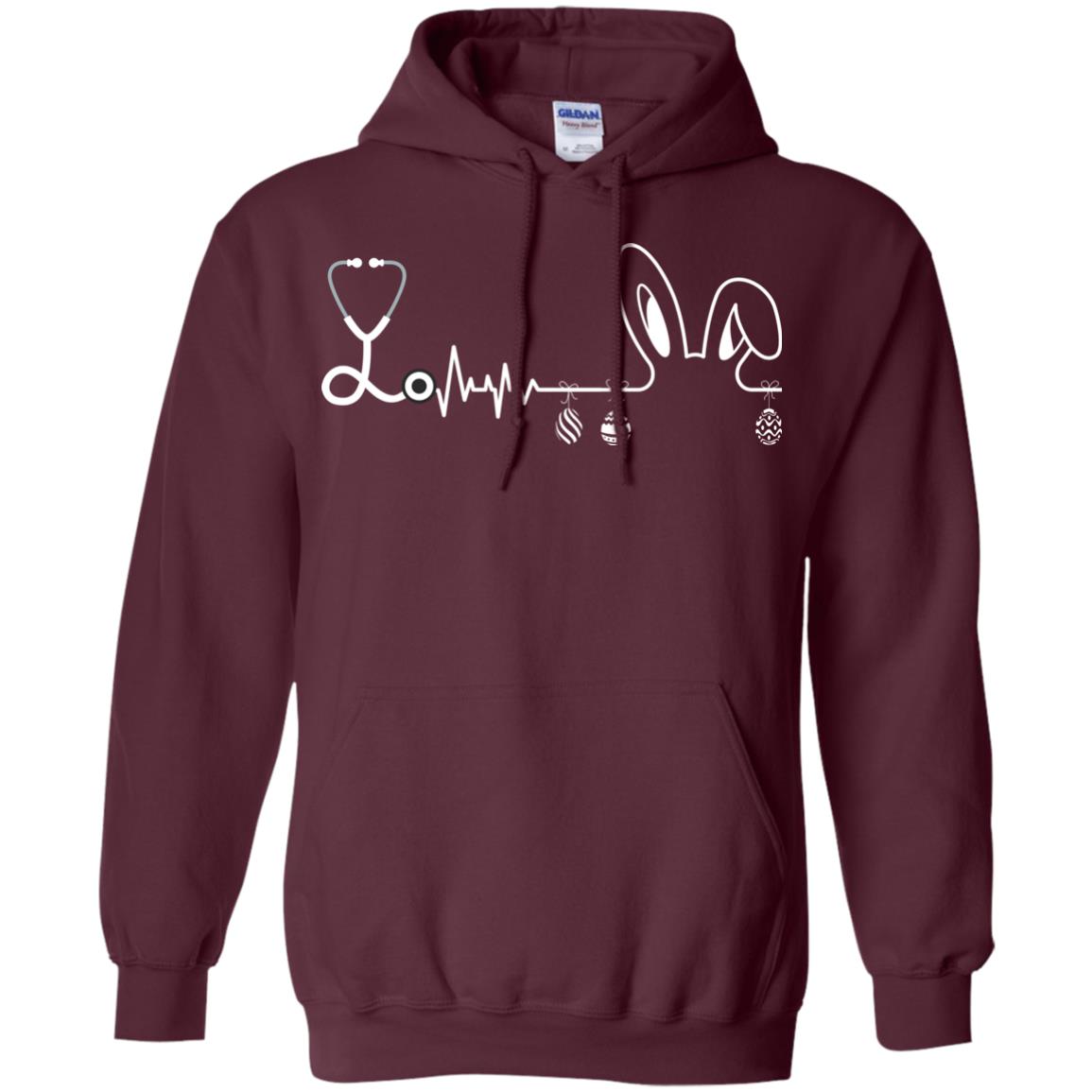 Easter Bunny Nurse Heartbeat T-shirt For Nursing Lover Maroon