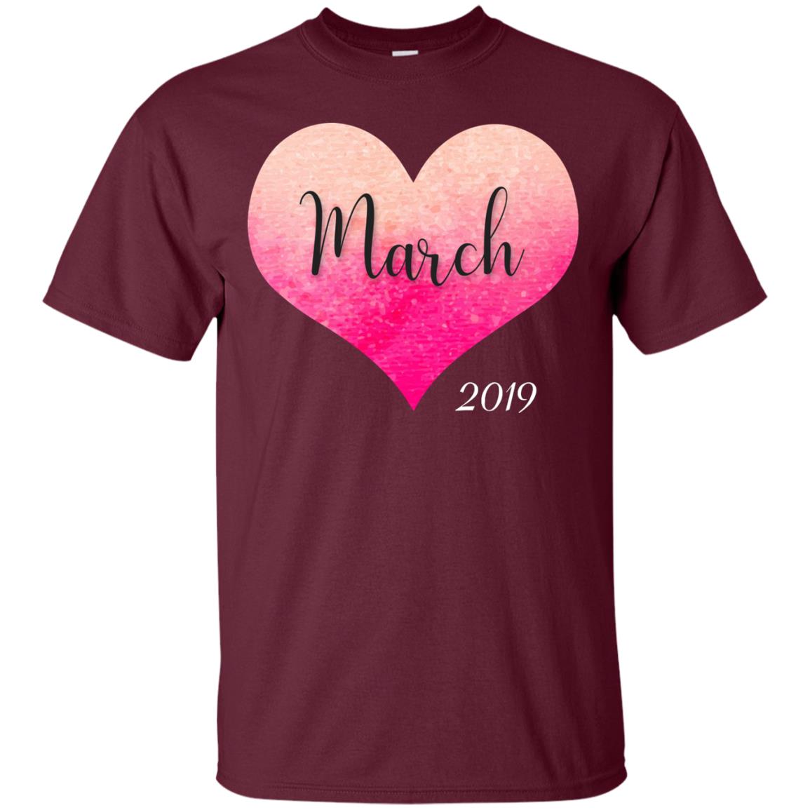 Pregnancy Reveal Announcement Party March 2019 Shirt Maroon